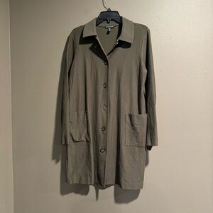 Eileen Fisher  Collared Long Jacket/ Dress Woodland Green Size Small